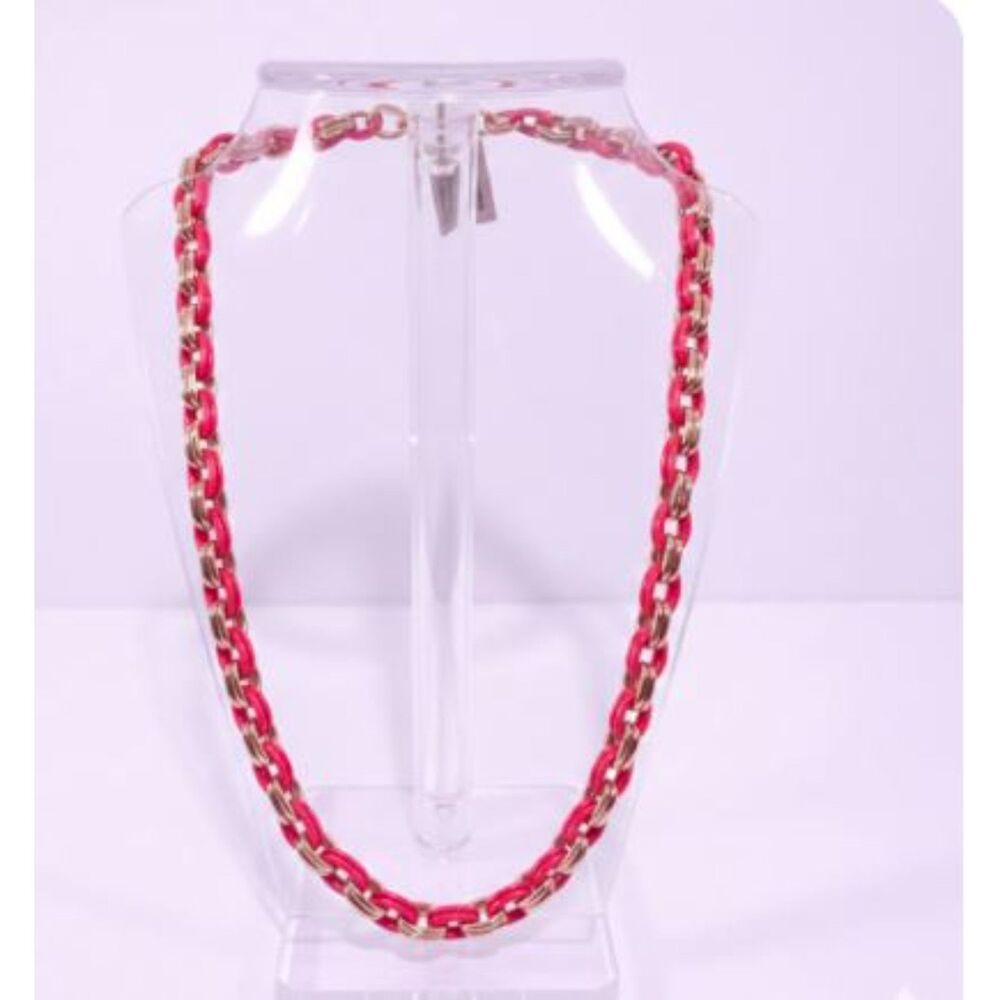Neiman Marcus Lee Angel Gold Red Enamel Double Link Energy Necklace NWT 450